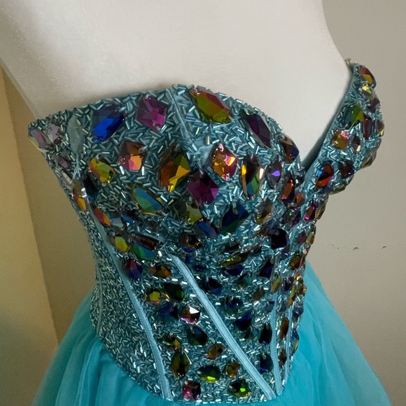 Sherri Hill jewel cocktail dress blue - Picture 3 of 9